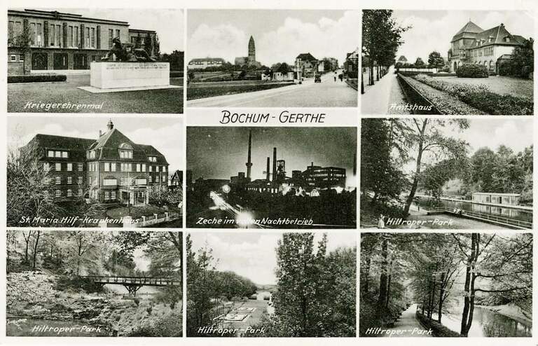 Hiltroper Park, Zeche Lothringen, Amtshaus, Ehrenmal Turnhalle, Krankenhaus, Zeche